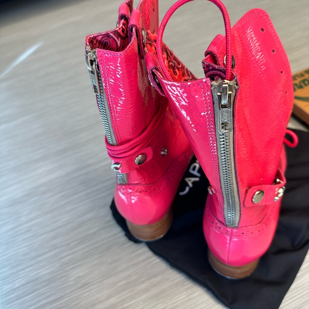 Women’s Hot Pink Patent Ankle Boots with Back Zipper - Capezio Tap Boots